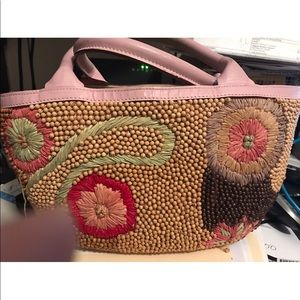 Beaded pull string bag
